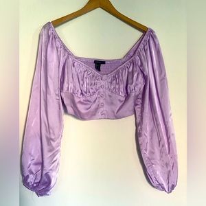 Forever 21 size small lavender crop top hundred percent polyester
